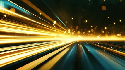 Wall Mural - bright golden light streaks glowing particles create dynamic futuristic scene full of energy motion 