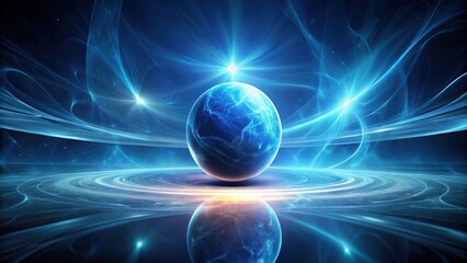 Wall Mural - celestial orb reflecting in a glowing galactic plane, surrounded by energetic cosmic streams and shi