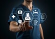 © Anwar Fauzan - Healthcare professional interacting with medical icons on a digital interface display screen