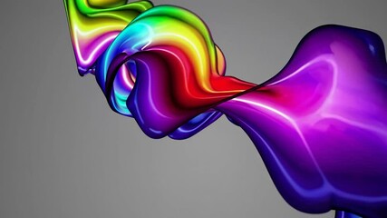 Wall Mural - Vibrant, flowing abstract shapes in neon colors, captured in a dynamic close-up angle, reminiscent of a digital art video style. Live desktop wallpaper.