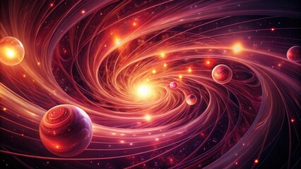 Wall Mural - Celestial Vortex A Symphony of Planets and Glowing Nebulae in a Spiraling Cosmic Dance