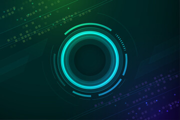 Abstract Futuristic Technology Background Teal and Green Circular Design