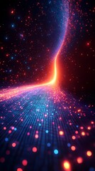 Wall Mural - digital technology rainbow-colored luminous ray illustration poster background