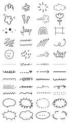 Wall Mural - png doodle-style hand-drawn arrows, clouds, and shapes collection, set on transparent background