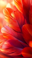 Wall Mural - digital technology red abstract feather wave illustration poster background