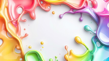 Wall Mural - Colorful paint splash background on white surface, vibrant frame design