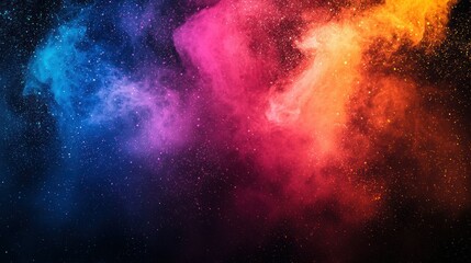 Wall Mural - A colorful, abstract explosion of colors and textures against a black background.