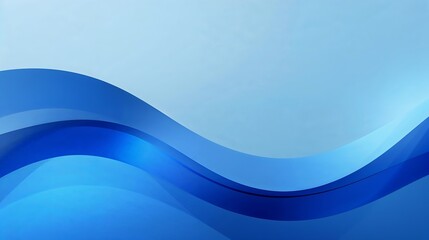 Canvas Print - abstract blue wave digital art three shades smooth curves background waves