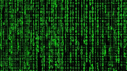 digital rain binary code animation backdrop symbolizing futuristic technology