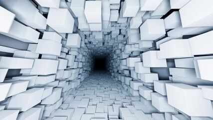 Abstract Tunnel of Disappearing White Cubes: Conceptual Journey into the Unknown Future