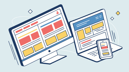 Responsive Web Design Desktop Laptop and Mobile Interfaces.