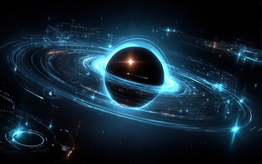 Wall Mural - Cosmic digital planetary system