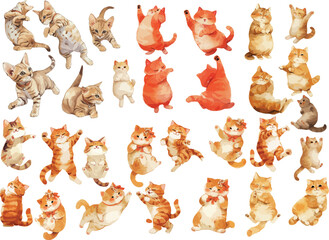 Wall Mural - dancing cat watercolor clipart | dancing cat clipart for graphic resources