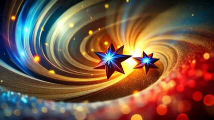 Wall Mural - Two Glowing Stars Orbit a Swirling Vortex of Colorful Light and Energy
