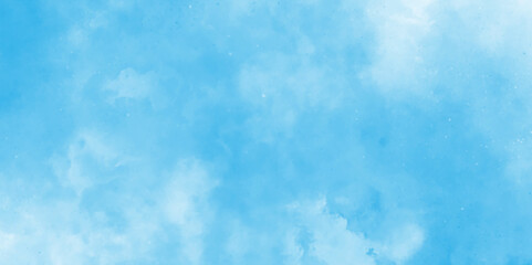 Wall Mural - bright blue cloudy sky vector illustration, painted white clouds with pastel blue sky, watercolor il