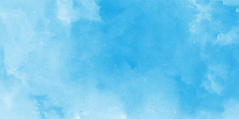 Wall Mural - bright blue cloudy sky vector illustration, painted white clouds with pastel blue sky, watercolor il
