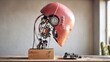 © babe - Dissected Robotic Head on Wooden Base