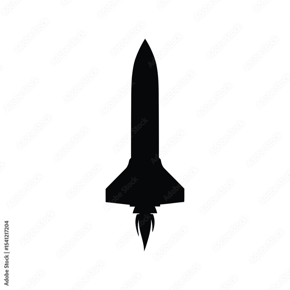 Rocket launch vector silhouette illustration, space shuttle icon ...