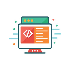 coding vector illustration, programming concept, software development, web code, technology design e