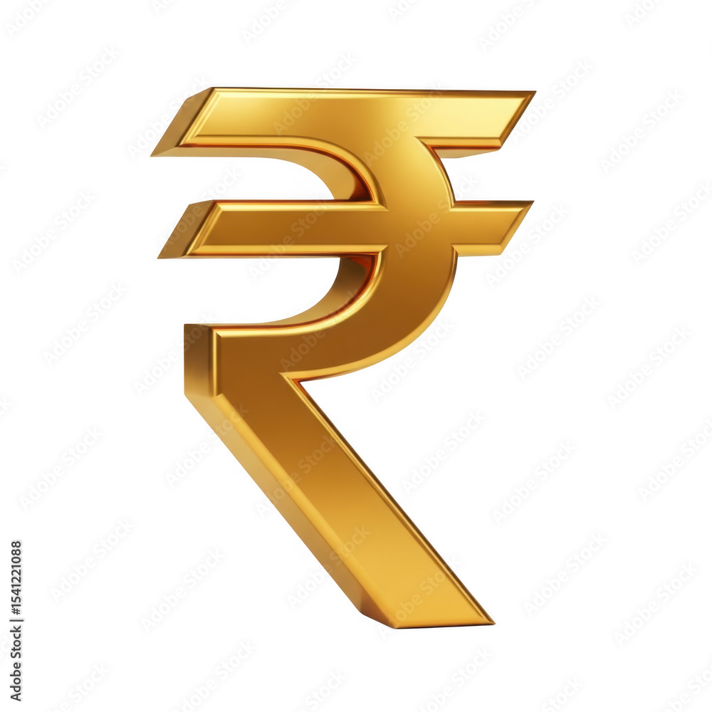 3d golden indian rupee symbol isolated on transparent background Stock ...