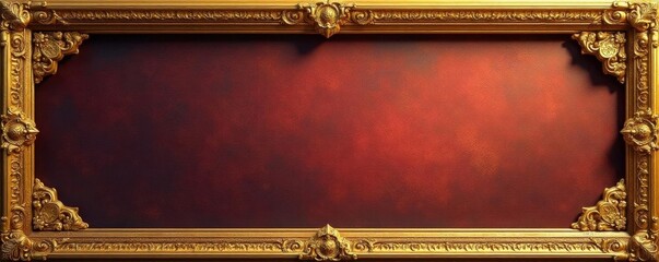 Blank golden frame, ancient style, flat cutout, texture, elegant, sun