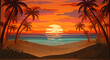 © Anindita - Stunning sunset over the ocean with palm trees on a tropical island