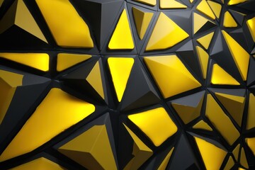 Wall Mural - 3d led panel icon featuring a sharp contrast between black and yellow lighting, bold and dynamic.