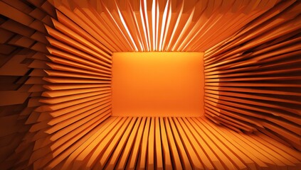 Wall Mural - 3d led panel icon featuring orange light pulses, radiating warmth and energy throughout the space.