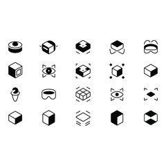 set of vr and technology icons isolated on white background