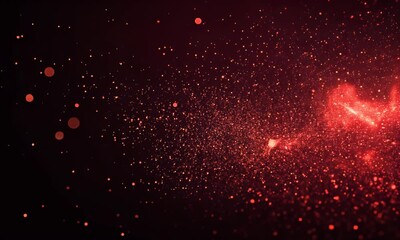 Wall Mural - A cascade of glowing red particles against a dark, hazy, gradient backdrop