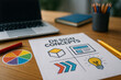 © Pixel Senpai - Creative Design Concepts Workspace featuring a laptop color wheel pencils and a document showcasing innovative ideas for branding and web design projects