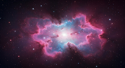 Wall Mural - spectacular cosmic nebula with vibrant colors and a bright star cluster