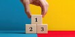 © Breezze - Modern Business Concept with Wooden Number Blocks Showing Step 1 Priority in Task Sequencing and Instructional System on Vibrant Background