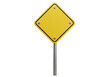 © Adrian - Isolated Yellow Diamond Warning Sign on Metal Post