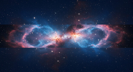 Wall Mural - stunning nebula in the cosmic night sky, artistic illustration with starry background