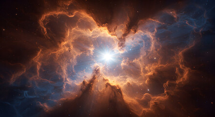 Wall Mural - stunning nebula with bright star in the center displaying cosmic beauty