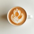 © Dariya - Warm Autumn Latte Art with Falling Leaves on White Background