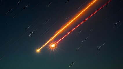 Star Trails and Bright Light Streaks in Night Sky