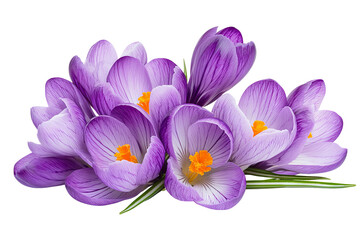Wall Mural - high-resolution isolated crocus flower cluster png cutout on transparent background for spring flora