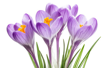 Wall Mural - high-resolution isolated crocus flower cluster png cutout on transparent background for spring flora