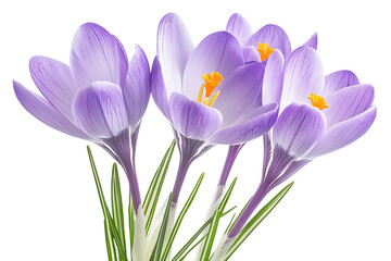 Wall Mural - high-resolution isolated crocus flower cluster png cutout on transparent background for spring flora