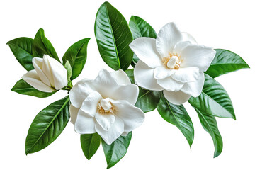 Wall Mural - delicate white gardenia blossom cluster — high-resolution isolated png with transparent background i
