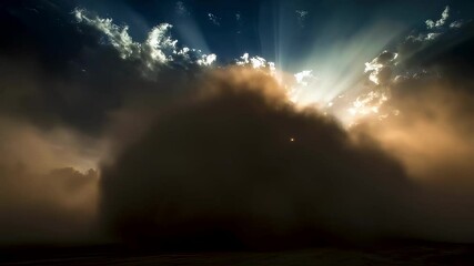 Wall Mural - sunbeams pierce through a swirling vortex of sand, creating an awe inspiring spectacle of light and 