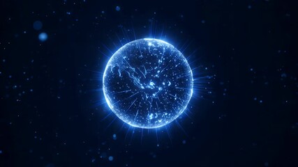 Wall Mural - Glowing blue orb with internal swirling energy and outward radiating lines
