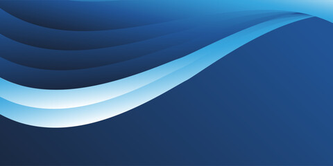 Wall Mural - a smooth blue gradient background with elegant wave-like patterns in light blue and white at the top