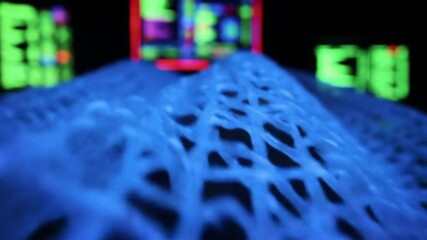 Abstract Cybernetic Surface Revealing Synthetic Fabric Under Blue Light