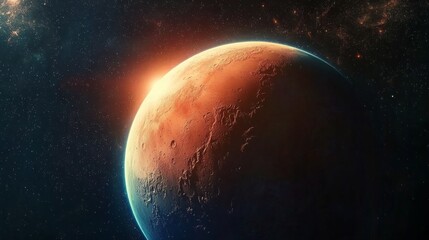 Wall Mural - stunning mars landscape with unique geological formations and a glowing atmosphere for exploration