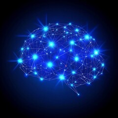 Wall Mural - Abstract Glowing Blue Brain Network Illustration