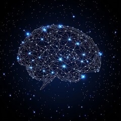 Wall Mural - Abstract Glowing Brain Design In Space