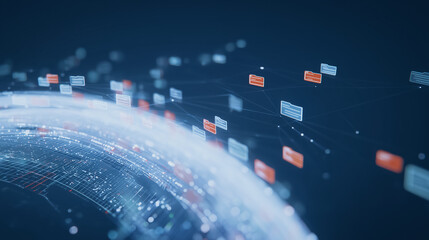Wall Mural - data stream across the globe: visualize the flow of digital data coursing across the world. a striki